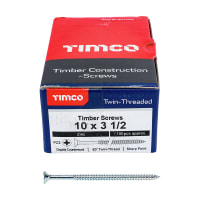 TIMCO Twin-Thread Woodscrews Countersunk Head 10 Gauge 3.5 Inch Box of 100