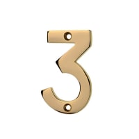 Frisco Face Fix ‘3’ Numeral 76mm Polished Brass