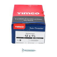 TIMCO Twin-Thread Woodscrews Countersunk Head 12 Gauge 1.5 Inch Box of 200
