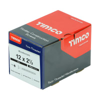 TIMCO Twin-Thread Woodscrews Countersunk Head 12 Gauge 2.5 Inch Box of 200