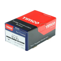 TIMCO Twin-Thread Woodscrews Countersunk Head 12 Gauge 3.5 Inch Box of 100