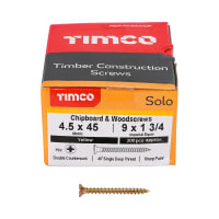 TIMco Solo Woodscrews 4.5 Gauge 45mm Zinc Yellow Passivated Box of 200