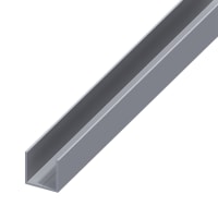RUK Grey Aluminium Square U Profile Strip 1m x 19.5mm
