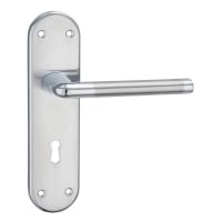 Fortessa Foko Door Handle On Lock Plate 120 x 46.7 x 184mm Satin/Polished Chrome