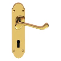 Carlisle Brass Oakley Lever Lock on Backplate Furniture Polished Brass
