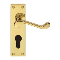 Carlisle Brass Victorian Scroll Lever on Euro Lock Backplate Polished Brass