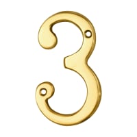 Carlisle Brass Numeral '3' Face Fix Number 76mm Polished Brass