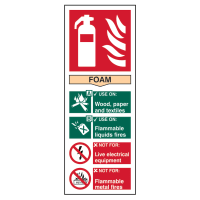 Fire Extinguisher: Foam' Sign 82mm x 202mm