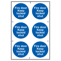 ‘Fire Door Keep Locked Shut’ Sign 100mm x 100mm 6 Per Sheet
