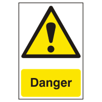 Danger' Sign, Self-Adhesive Semi-Rigid PVC 200mm x 300mm