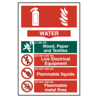 Fire Extinguisher' Composite - Water Sign 200mm x 300mm
