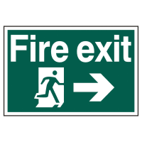Fire Exit Running Man Arrow Right' Sign 300mm x 200mm