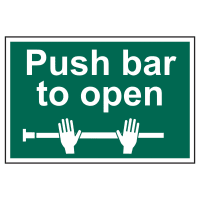 Push Bar To Open' Sign, Self-Adhesive Semi-Rigid PVC 300mm x 200mm