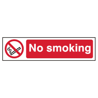 No Smoking' Sign, Self-Adhesive Rigid PVC 200mm x 50mm