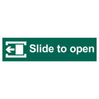 Slide To Open (left)' Sign 200mm x 50mm