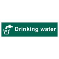 Drinking Water' Sign, Self-Adhesive Semi-Rigid PVC 200mm x 50mm