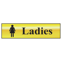 Ladies' Sign, Polished Gold Effect, Self-Adhesive PVC 200mm x 50mm