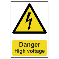 Danger High Voltage' Sign, Self-Adhesive Semi-Rigid PVC 200mm x 300mm