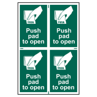 Push Pad To Open' Sign 100mm x 150mm 4 Per Sheet