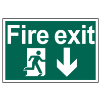 Fire Exit Running Man Arrow Down' Sign 600mm x 400mm