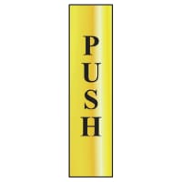 Push (Vertical)' Sign, Polished Gold Effect 200mm x 50mm