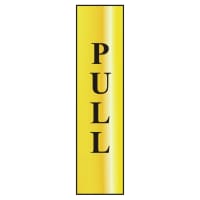 Pull (Vertical)' Sign, Polished Gold Effect 200mm x 50mm