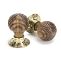 From the Anvil Beehive Mortice/Rim Knob Set Aged Brass/Rosewood