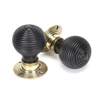 From the Anvil Beehive Mortice/Rim Knob Set Aged Brass/Ebony