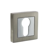 Status Euro Escutcheon on S4 Square Rose Satin Nickel/Polished Chrome