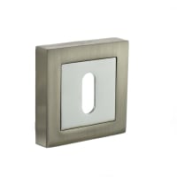 Status Key Escutcheon on S4 Square Rose Satin Nickel/Polished Chrome