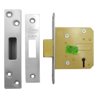 ASEC 5 Lever Deadlock 64mm Satin Chrome Keyed To Differ (Boxed)