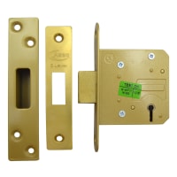 ASEC 5 Lever Deadlock 64mm Polished Brass Keyed To Differ (Boxed)