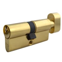 ASEC 5-Pin Euro Key & Turn Cylinder 60mm 30/T30 (25/10/T25) Keyed To Differ Polished Brass