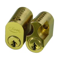 ASEC 6-Pin Scandinavian Oval External / Internal Cylinder Polished Brass Keyed To Differ (Boxed)