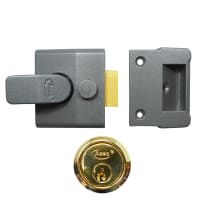 ASEC AS15 & AS19 Deadlocking Nightlatch 40mm Dull Metal Grey - Polished Brass Boxed