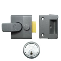 ASEC AS15 & AS19 Deadlocking Nightlatch 40mm Dull Metal Grey - Satin Chrome Boxed