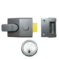 ASEC AS15 & AS19 Deadlocking Nightlatch 60mm Dull Metal Grey - Satin Chrome Boxed