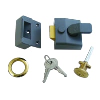 ASEC AS14 & AS18 Non-Deadlocking Nightlatch 40mm Dull Metal Grey Case - PB Cylinder Boxed
