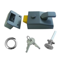 ASEC AS14 & AS18 Non-Deadlocking Nightlatch 60mm Dull Metal Grey Case Satin Chrome Cylinder Boxed