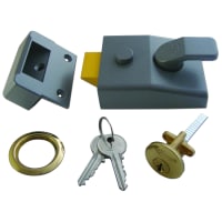 ASEC AS17 Non-Deadlocking Nightlatch 60mm Dull Metal Grey Case -Polished Brass Cylinder Boxed