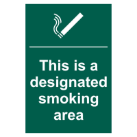 ASEC `This Is A Designated Smoking Area` 200mm x 300mm PVC Self Adhesive Sign - 1 Per Sheet