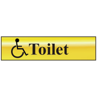 ASEC Disabled Toilet 200mm x 50mm Gold Self Adhesive Sign - 1 Per Sheet