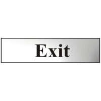 ASEC `Exit` 200mm x 50mm Chrome Self Adhesive Sign - 1 Per Sheet