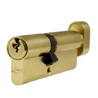 ASEC 6-Pin Euro Key & Turn Cylinder 1 Bitted 85mm 35/T50 (30/10/T45) 1 Bit Polished Brass