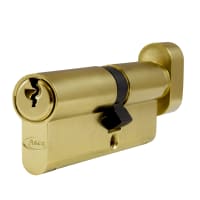 ASEC 6-Pin Euro Key & Turn Cylinder 1 Bitted 85mm 50/T35 (45/10/T30) 1 Bit Polished Brass
