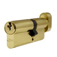 ASEC 6-Pin Euro Key & Turn Cylinder 1 Bitted 90mm 55/T35 (50/10/T30) 1 Bit Polished Brass