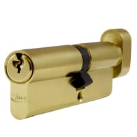 ASEC 6-Pin Euro Key & Turn Cylinder 1 Bitted 100mm 60/T40 (55/10/T35) 1 Bit Polished Brass