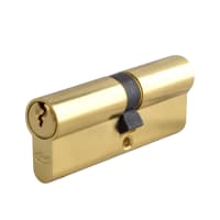 ASEC 5-Pin Euro Double Cylinder 70mm 30/40 (25/10/35) Keyed To Differ Polished Brass Visi
