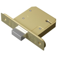 ASEC BS 5 Lever British Standard Deadlock 76mm Polished Brass Keyed To Differ Boxed