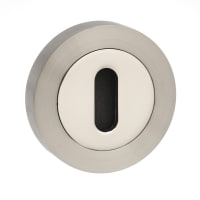 Mediterranean Key Escutcheon on Round Rose Satin Nickel/Polished Nickel